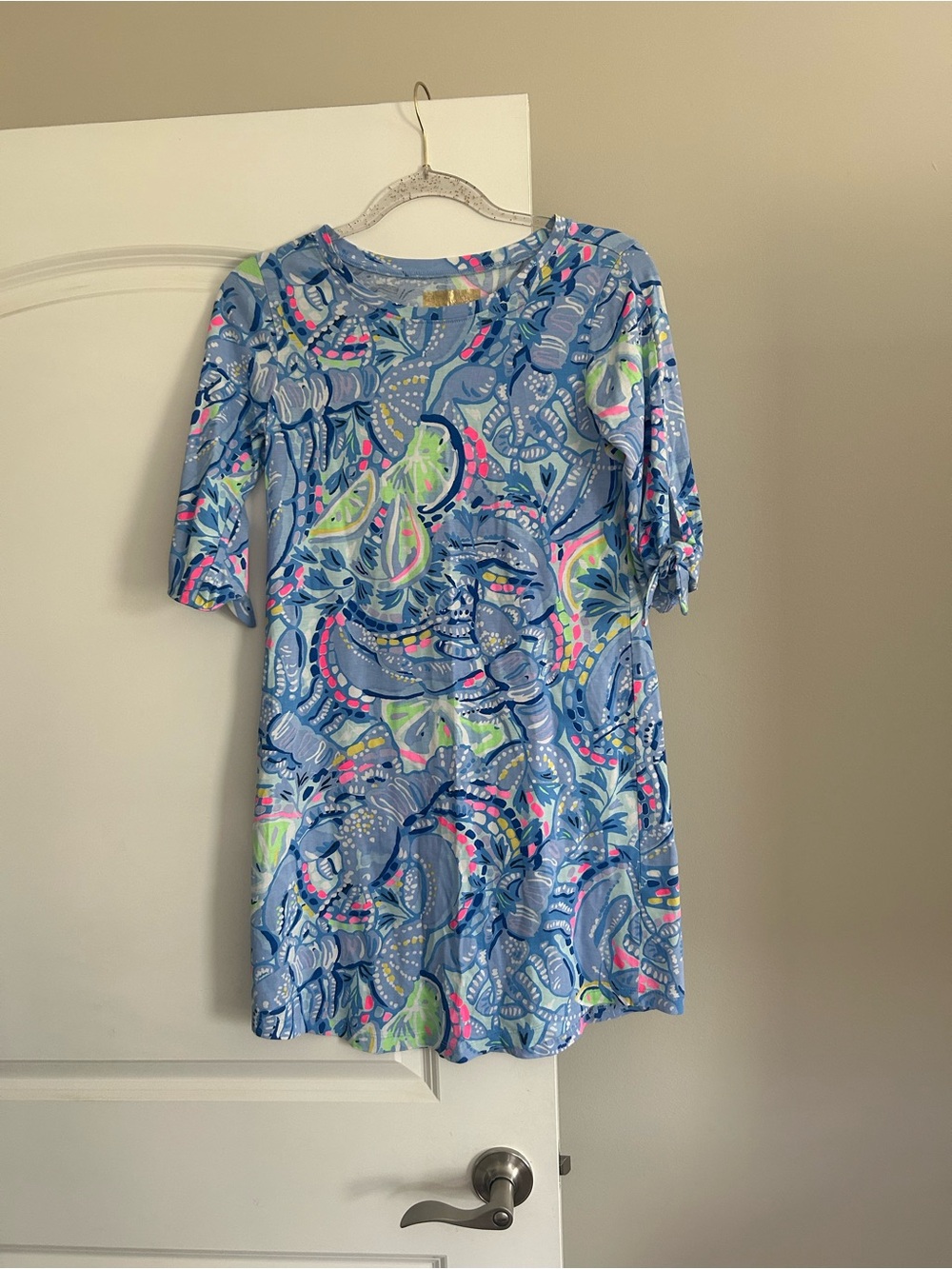 Women’s Lilly Pulitzer Sz XS Blue Multicolor Printed Dress Worn Once